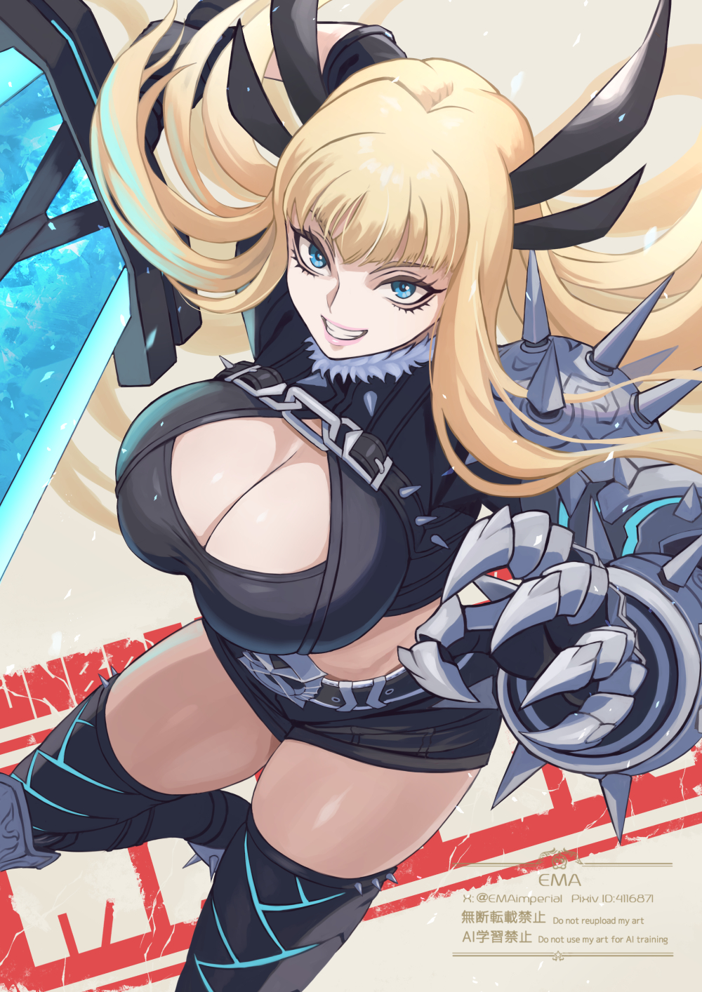 1girls, big ass, big breasts, blonde hair, cleavage, ema npr, female, female only, high-angle view, magik (illyana rasputin), magik (marvel tokon), marvel, marvel tokon: fighting souls, thick thighs