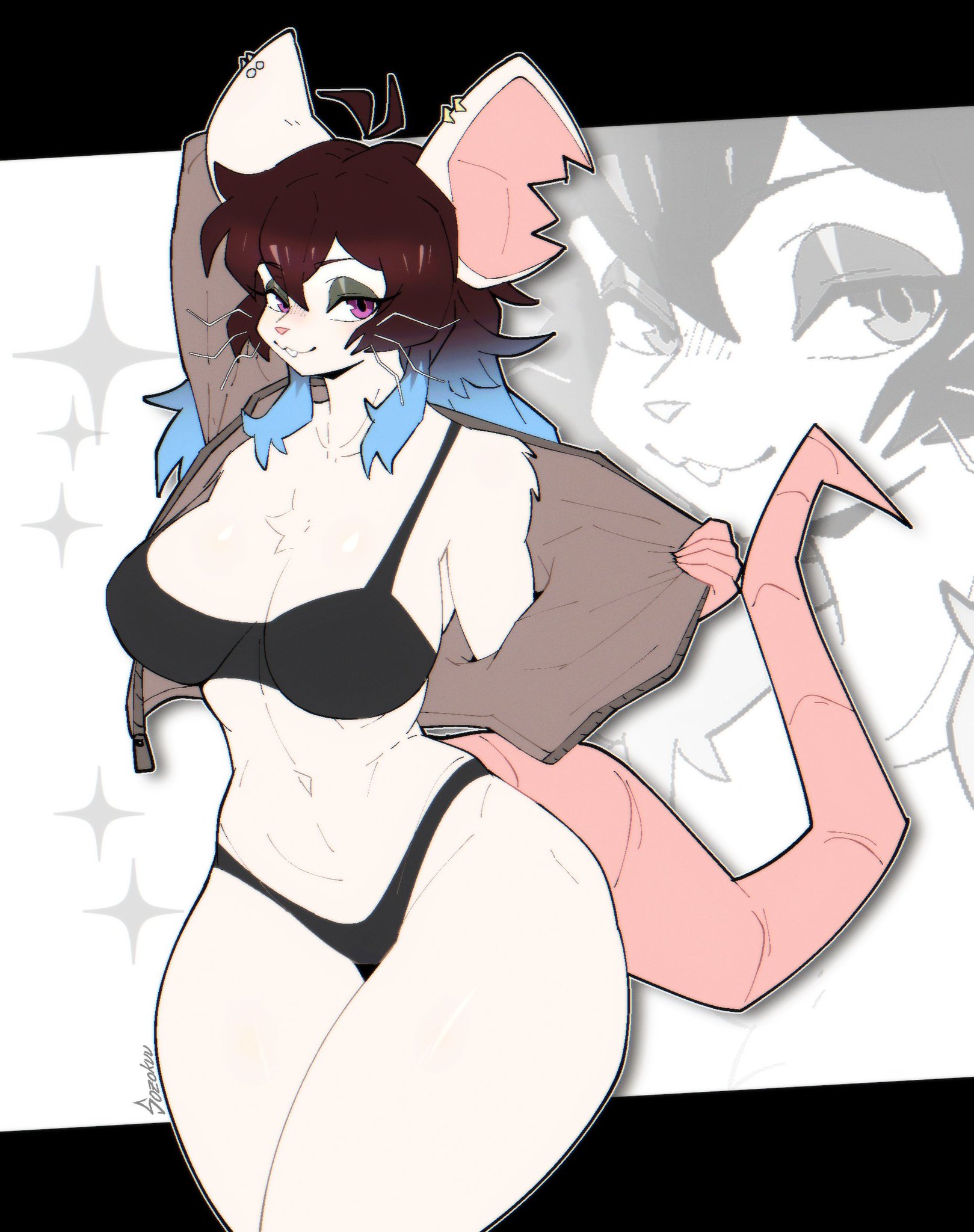 1girls, 2026, american opossum, anthro, bra, female, female only, furry, furry female, furry only, opossum, panties, sozokuu, tagme