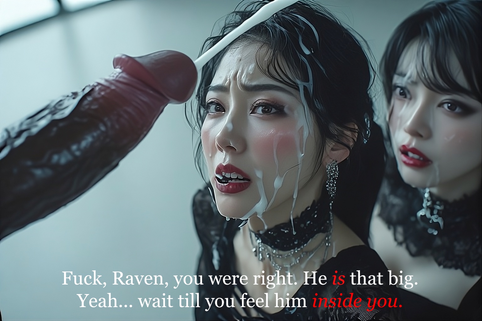 2026, about to be fucked, about to be raped, about to be violated, about to have sex, about to pound the fuck outta em, about to suck, ai art, ai assisted, ai generated, angry, angry blowjob, angry expression, angry eyes, angry face, angry fellatio, angry female, angry sub, bad end, betrayed friends, big dick, big penis, bitch in heat, black hair, black on asian, blowbang, blowjob face, body fluids, broken rape victim, bully's little toy, bullying, business attire, business woman, captured heroine, cock whore, cock worship, coerced oral, coerced submission, coercion, corrupted, corruption, cum, cum in mouth, cum on body, cum on face, cum on hair, dark skin, dark-skinned male, desire, dick on face, dick on head, eyelashes, eyeliner, family, femsub, goth, goth fashion, goth girl, goth makeup, gothic lolita, hair in bun, imminent fellatio, imminent oral, imminent rape, imminent sex, imminent threesome, immorality, insulting, insulting partner, interracial, interracial sex, light skin, light-skinned female, lipstick, long hair female, lustful eyes, lustful gaze, makeup, male pov, mascara, massive penis, mature female, mind break, mmf threesome, needing to cum, needy, on her knees, pained expression, pained look, penis, penis against face, penis awe, penis out, put in place, rape, red lips, red lipstick, resistance is futile, resisting, sacrifice, secretly horny, secretly loves it, secretly wants it, slutty female, submissive, submissive female, submissive pose, subtitled, sweat, sweating, taboo, text, threat, threatening, threatening words, turned on, turned submissive, verbal abuse, wanting cock, wanting sex, wanting to fuck, worship play, worshiping