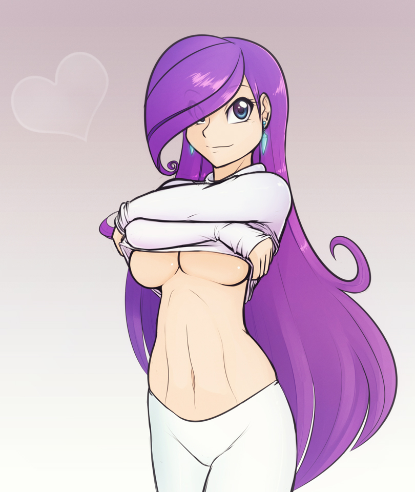 breasts, cleavage, female, female only, friendship is magic, hasbro, human, humanized, my little pony, rarity (mlp), scorpdk, smooth skin, solo, underboob, undressing