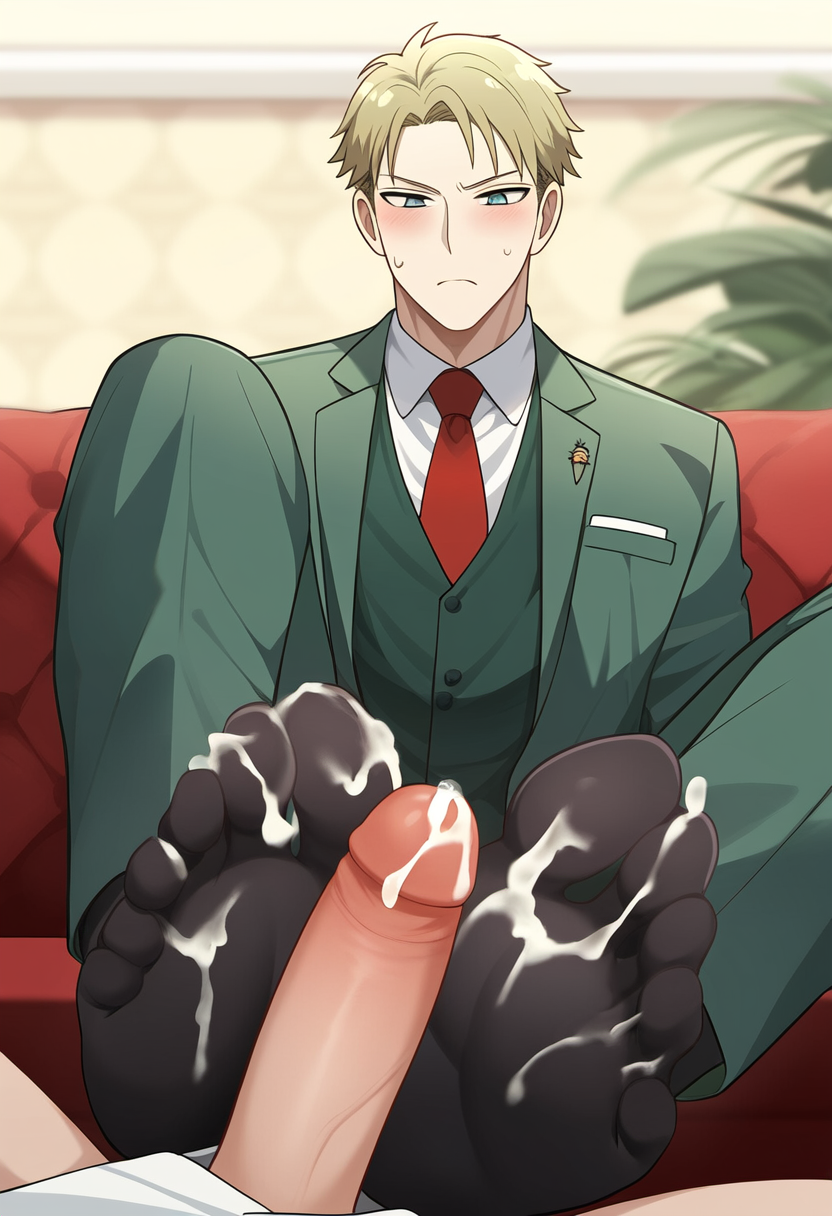 ai_generated bl cum cum_on_feet cumshot foot_fetish foot_focus footjob gay loid_forger male male/male male_focus sockjob socks spy_x_family suit twilight_(spy_x_family) yaoi