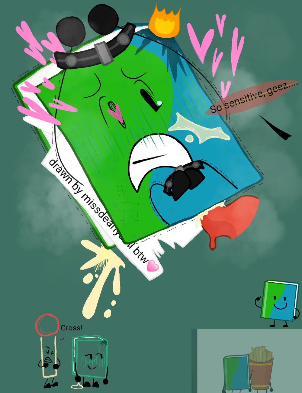 battle_for_dream_island bfdi bfdia blush book_(bfdi) cum cum_inside firey_(bfdi) fries_(bfdi) inanimate_object inanimate_objects kissing match_(bfdi) missdearydoll object_show object_show_community object_shows osc sex testicles the_power_of_two tpot