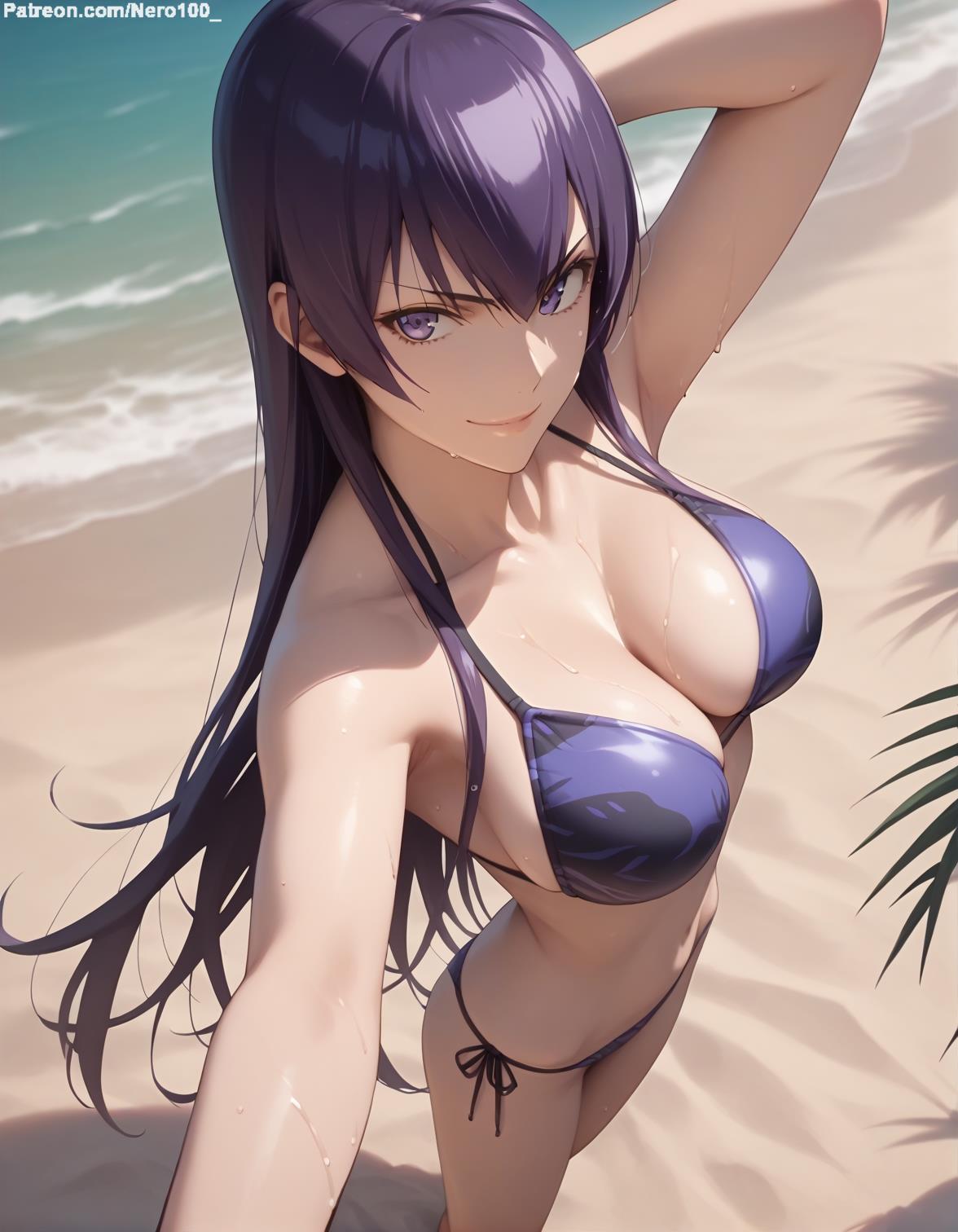 1girls 2d ai_generated ass athletic athletic_female bare_shoulders beach belly big_breasts bikini cleavage curvy curvy_figure cute cute_face detailed eyelashes eyeshadow female female_only fit fit_female focus from_above high_quality highschool_of_the_dead huge_breasts large_breasts legs light-skinned_female light_skin lips lipstick long_hair looking_at_viewer makeup mascara midriff nero100 outdoors pale-skinned_female pale_skin posing purple_hair saeko_busujima sagging_breasts seductive seductive_look selfie stable_diffusion thighs thin_thighs