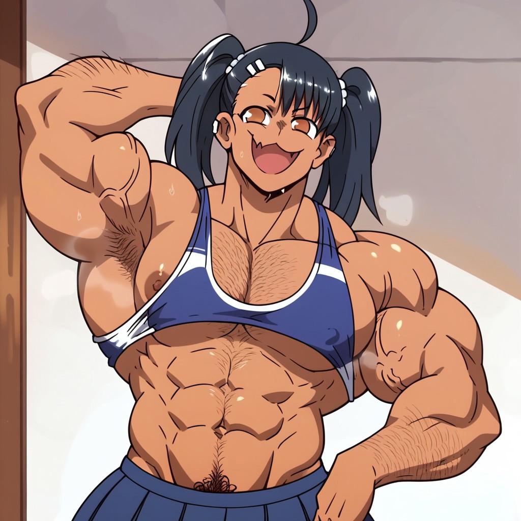 1female 1girls abs abs_focus absurd_res absurdres after_training after_transformation ai_generated alternate_body_type ambiguous_gender androgynous anime anime_style bara bara_tits biceps black_body black_hair blue_shirt chest_hair chest_tuft civitai commentary commentary_request competition cute_face female female_bodybuilder female_focus female_only fitness flat_chest flexing_arms flexing_bicep flexing_muscles flexing_pecs flexing_pectorals hairy_abs hairy_armpits hairy_arms hairy_chest hairy_legs hayase_nagatoro highres huge_biceps hyper_muscle_growth hyper_muscles large_pectorals lojito34civitai looking_at_viewer milf muscle muscles muscular muscular_anthro muscular_arms muscular_female muscular_thighs nagatoro_hayase nai_diffusion nipples nipples_visible_through_clothing nude nude_female pecs pecs_touching pectoral_bulge pectorals please_don't_bully_me,_nagatoro pubic_hair pussy school_swimsuit school_uniform screenshot screenshot_edit shirt smile smiley_face smiling smiling_at_viewer smug_smile solo solo_female solo_focus tagme tanned tanned_female tanned_skin third-party_edit topless twintails underwear underwear_only what wtf