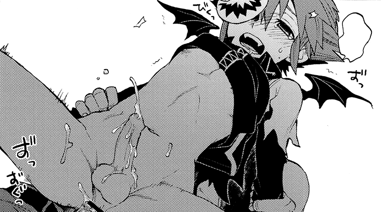 anal costume cum gay halloween halloween_costume kingdom_hearts male mask monochrome penis riku sex shirt_lift sora trap yaoi