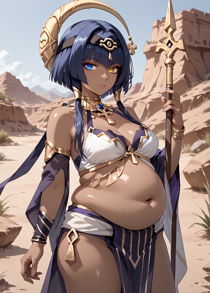 1female 1females 1girl 1girls ai_generated belly belly_button blue_hair blue_hair_female breasts candace_(genshin_impact) chubby chubby_female dark-skinned_female dark_skin dessert exposed_belly exposed_belly_button exposed_fat_belly fat fat_female fat_girl fat_woman female female_focus female_only genshin_impact hoyoverse looking_at_viewer mihoyo mihoyo_technology_(shanghai)_co._ltd. solo solo_female solo_focus spear standing sumeru_xxx_(artist) thighs weight_gain