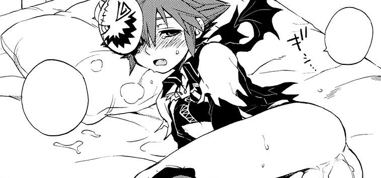anal ass bottomless costume gay halloween halloween_costume kingdom_hearts male male_only mask monochrome riku sora sora_(kingdom_hearts) trap yaoi