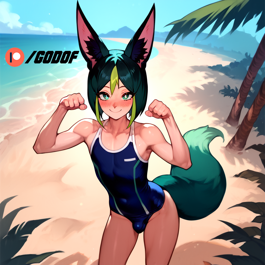 1femboy, ai generated, femboy, genshin impact, godof, male, male only, solo, tighnari (genshin impact), trap