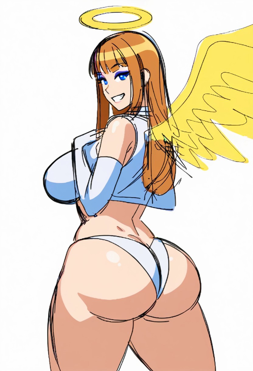 1girls ai_generated angel angel_wings bubble_butt medium_ass oc original_character solo ssktch