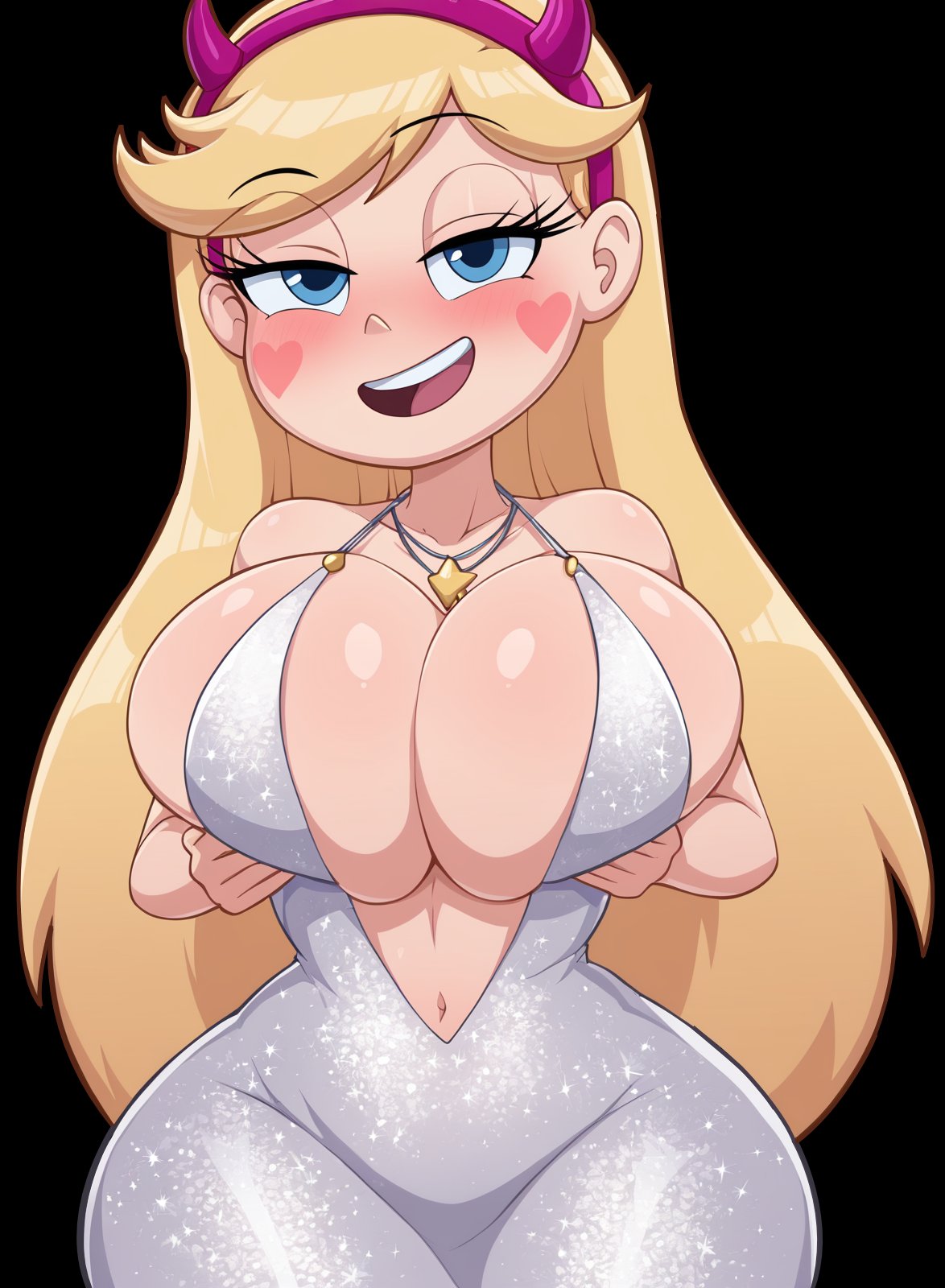 1female, 1girls, ai generated, big breasts, breasts, cats62, female, solo, solo female, star butterfly, star vs the forces of evil, thick thighs