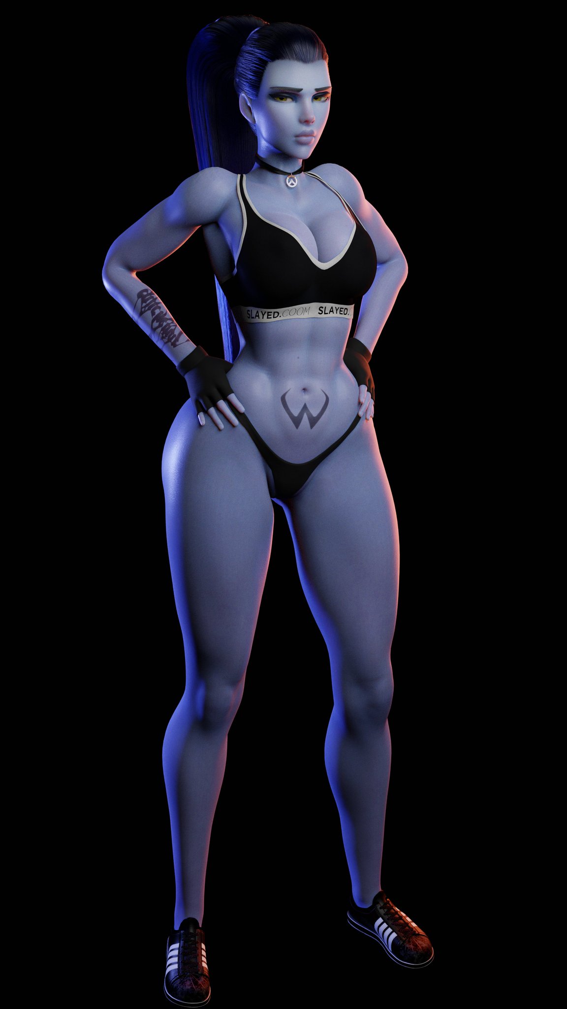 1girl, 1girls, 3d, almost naked, almost nude, asmeaty ass, ass, asscheeks, bare arms, bare back, bare legs, bare midriff, bare shoulders, bare thighs, beautiful, belly, belly button, big ass, big boobs, big breasts, big butt, big milkers, black background, blizzard entertainment, boobs, bottom heavy, bottomwear, bra, breasts, butt, child bearing hips, clavicle, cleavage, cleavage cutout, cleavage window, collarbone, curvy, curvy female, curvy figure, eyebrows, eyelashes, female, female focus, female only, fit, fitness body, french, front view, gloves, hip lines, hourglass figure, hourglass figured female, huge ass, huge asscheeks, huge breasts, huge butt, huge thighs, large ass, large boobs, large breasts, large butt, lingeries, lips, long hair, makeup, mature, mature female, mature woman, meaty butt, meaty pussy, meaty thighs, midriff, midriff peek, milf, milf body, milker, milkers, navel, overwatch, panties, ponytail, purple body, purple hair, revealing clothes, round ass, round boobs, round breasts, round butt, shiny hair, shiny skin, slayed.coom, solo, solo female, sports bra, standing, tattoo, tattoo on belly, thick, thick ass, thick butt, thick hips, thick legs, thick lips, thick thighs, thighhighs, thong, thong panties, thunder thighs, toned, toned body, toned female, top heavy, topwear, underwear, useless clothing, very long hair, viewed from front, voluptuous, voluptuous female, wide hipped female, wide hips, wide thighs, widowmaker, yellow eyes