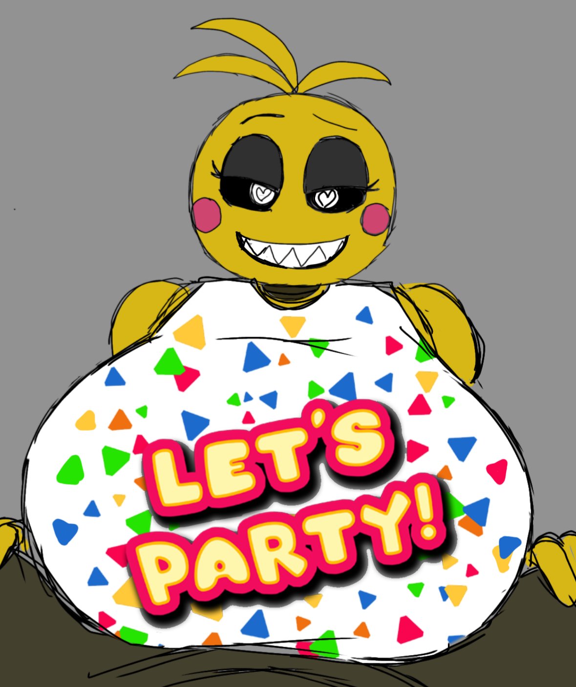 1girls, anthro, bib, chica (fnaf), female, five nights at freddy's, momiji (artist), paizuri, paizuri on lap, paizuri under clothes, straight, tagme, toy chica (fnaf), toy chica (love taste), twitter link