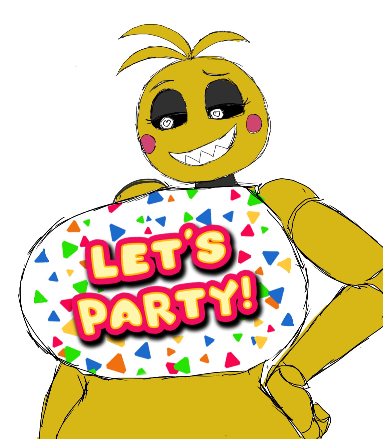 1female, 1girls, bib, chica (fnaf), female, female only, five nights at freddy's, momiji (artist), solo, solo female, tagme, toy chica (fnaf), toy chica (love taste)