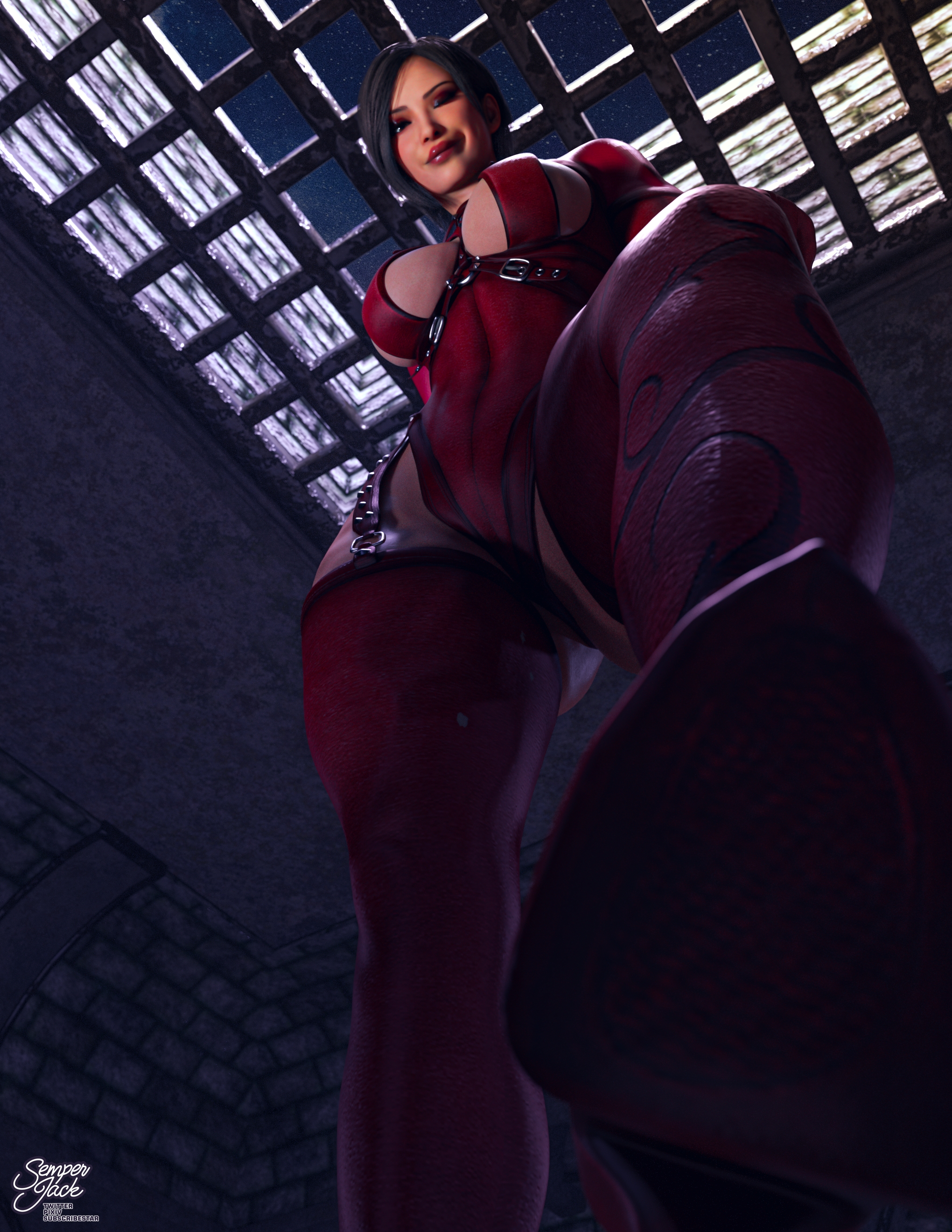 1girls, 3d, ada wong, big breasts, black hair, boot fetish, boots, breasts, capcom, cleavage, female, female only, femdom, high heel boots, high heels, low-angle view, resident evil, semper jack, sideboob, solo, stepped on, stepping on viewer