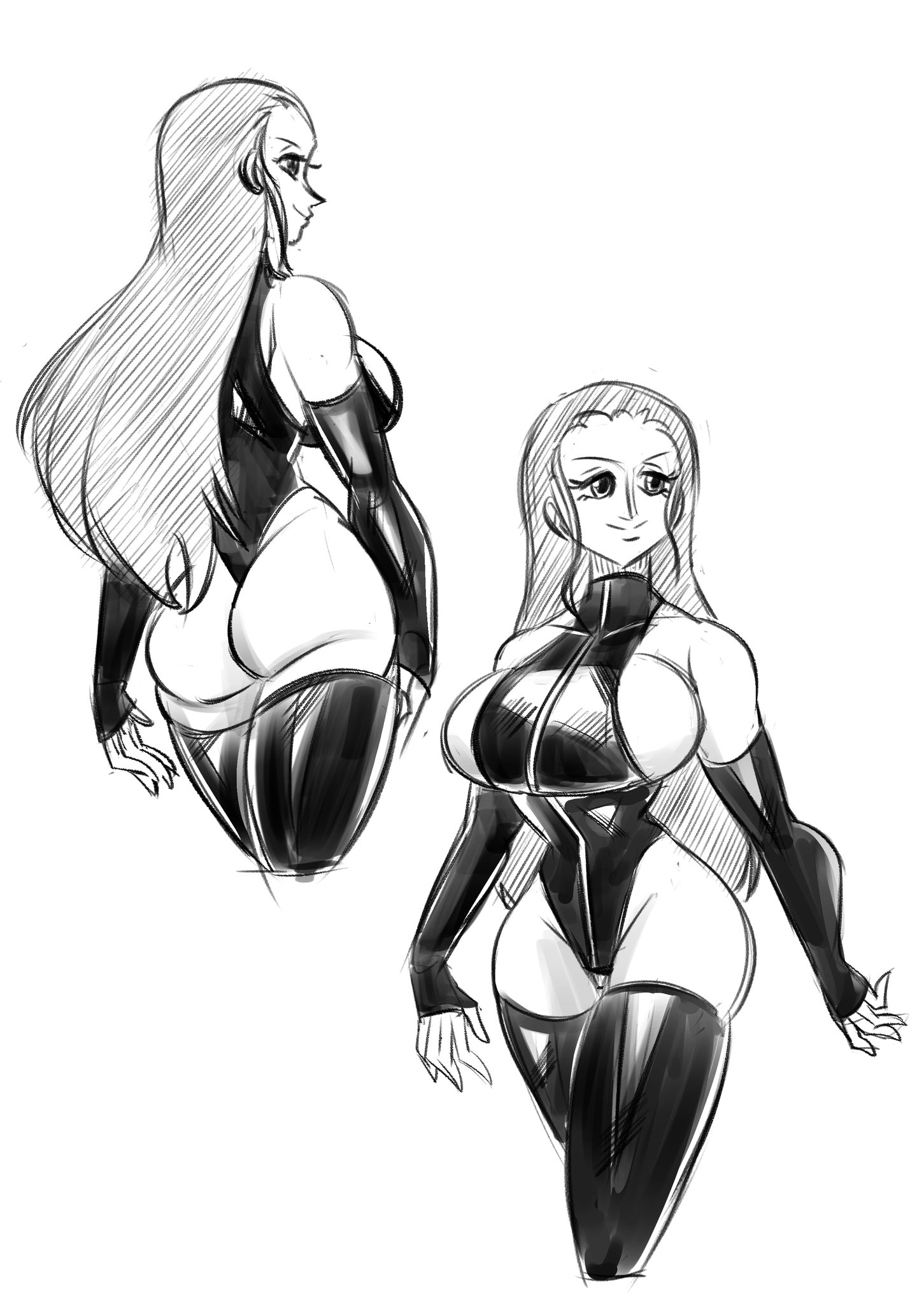ass, fat ass, female, female only, funsexydragonball, hourglass figure, leather clothing, nico robin, one piece, sketch, white background