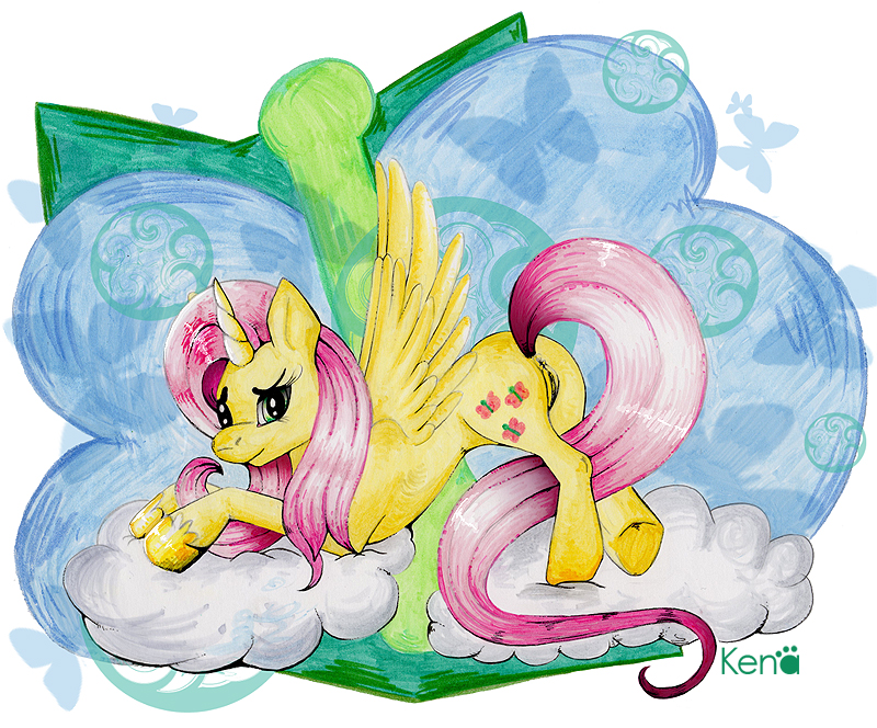 2014 alicorn anus cloud equine fluttershy_(mlp) friendship_is_magic horn kena mammal my_little_pony pose pussy straight_hair suggestive wings