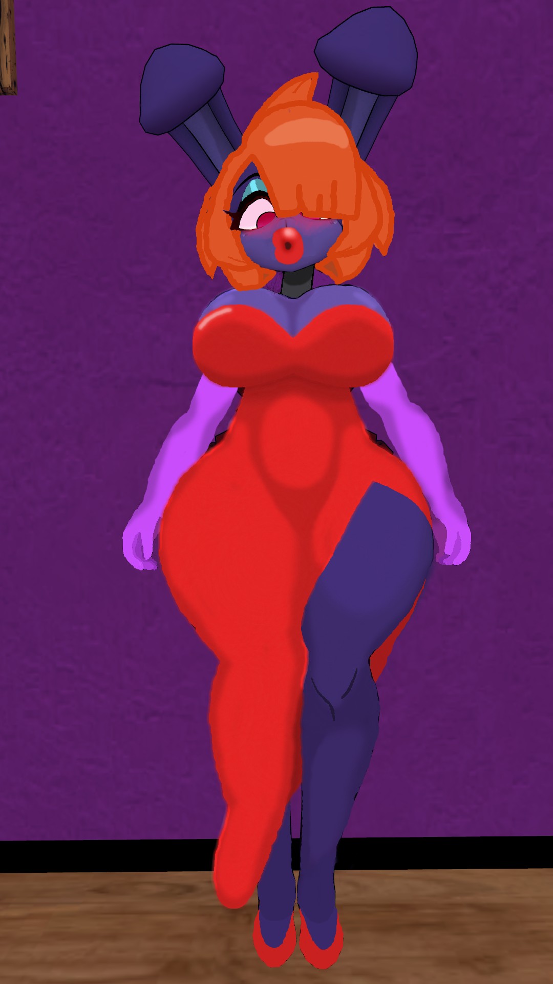 bonfie bonnie_(cally3d) bonnie_(fnaf) cally3d cosplay cryptiacurves embarrassed female five_nights_at_freddy's fredina's_nightclub jessica_rabbit_(cosplay) pose