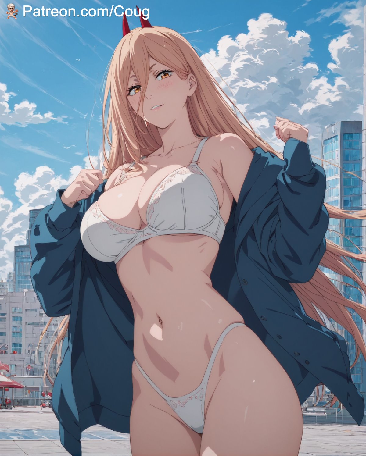 1girls, ai generated, chainsaw man, cougwe, female, power (chainsaw man), stable diffusion