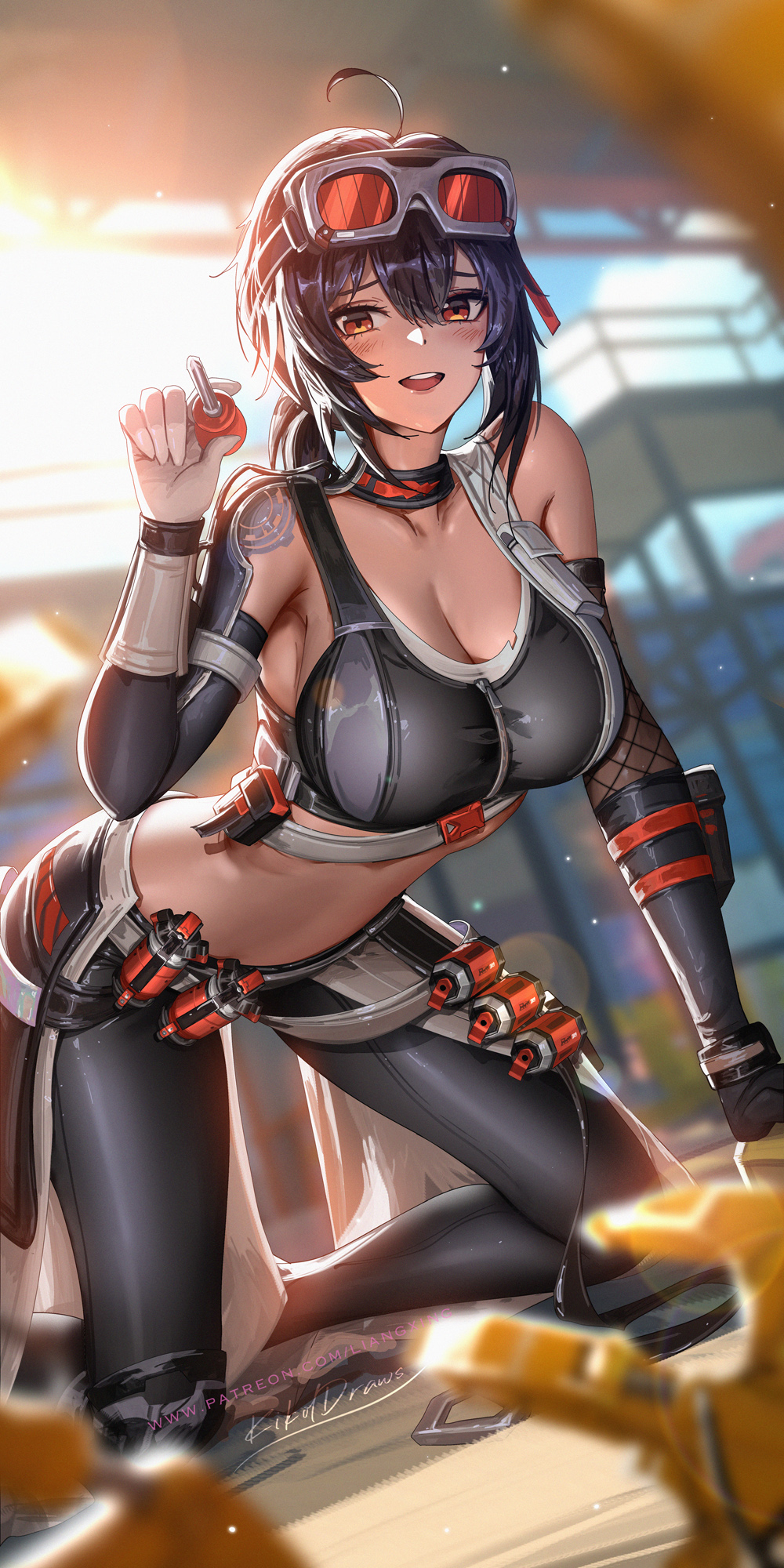 1girls breasts cleavage female female_only grace_howard hi_res large_breasts liang_xing looking_at_viewer midriff smile solo zenless_zone_zero