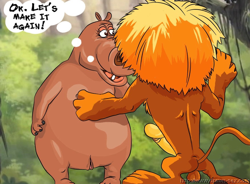 alakay_alex animal anthro balls dialogue drawn-sex.com dreamworks english_text furry gloria_the_hippopotamus madagascar_(film) madagascar_(series) no_humans nudity penis tagme thought_bubble vulva