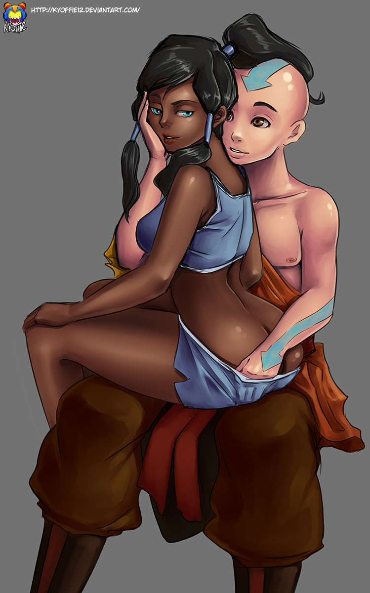 1boy 1boy1girl 1girls aang air_nomad airbender_tattoo arched_back artist_name ass ass_cleavage ass_grab avatar_legends avatar_the_last_airbender bare_legs bedroom_eyes big_ass blue_eyes brown_eyes bubble_butt butt_crack caressing caressing_face chocolate_and_vanilla clothing dark-skinned_female dark_skin dolphin_shorts feet_out_of_frame female foreplay front_view grey_background groping_ass groping_under_clothes gym_shorts hand_in_pants human imminent_sex interracial korra kyoffie light-skinned_male male male/female medium_breasts midriff midriff_baring_shirt ponytail reincarnation seducing shorts shorts_down sitting_on_lap smooth_skin tank_top teenager the_avatar the_legend_of_korra time_paradox undressing water_tribe