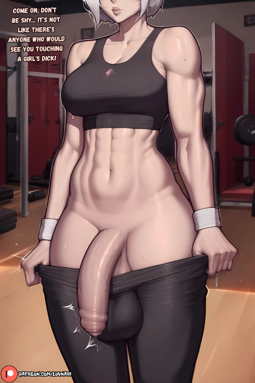 1futa ai_generated ass balls big_breasts breasts curvy dialogue dick english english_text erect_penis erection foreskin futa_only futadom futanari gym gym_clothes gym_uniform horny horny_futa hyper hyper_balls hyper_penis intersex light-skinned_futa light-skinned_futanari light_skin looking_at_viewer luvnari muscular muscular_futa muscular_futanari panties penis precum precum_drip precum_on_penis precum_string skinny_futa solo_futa standing uncircumcised uncut veins_on_dick veiny_penis