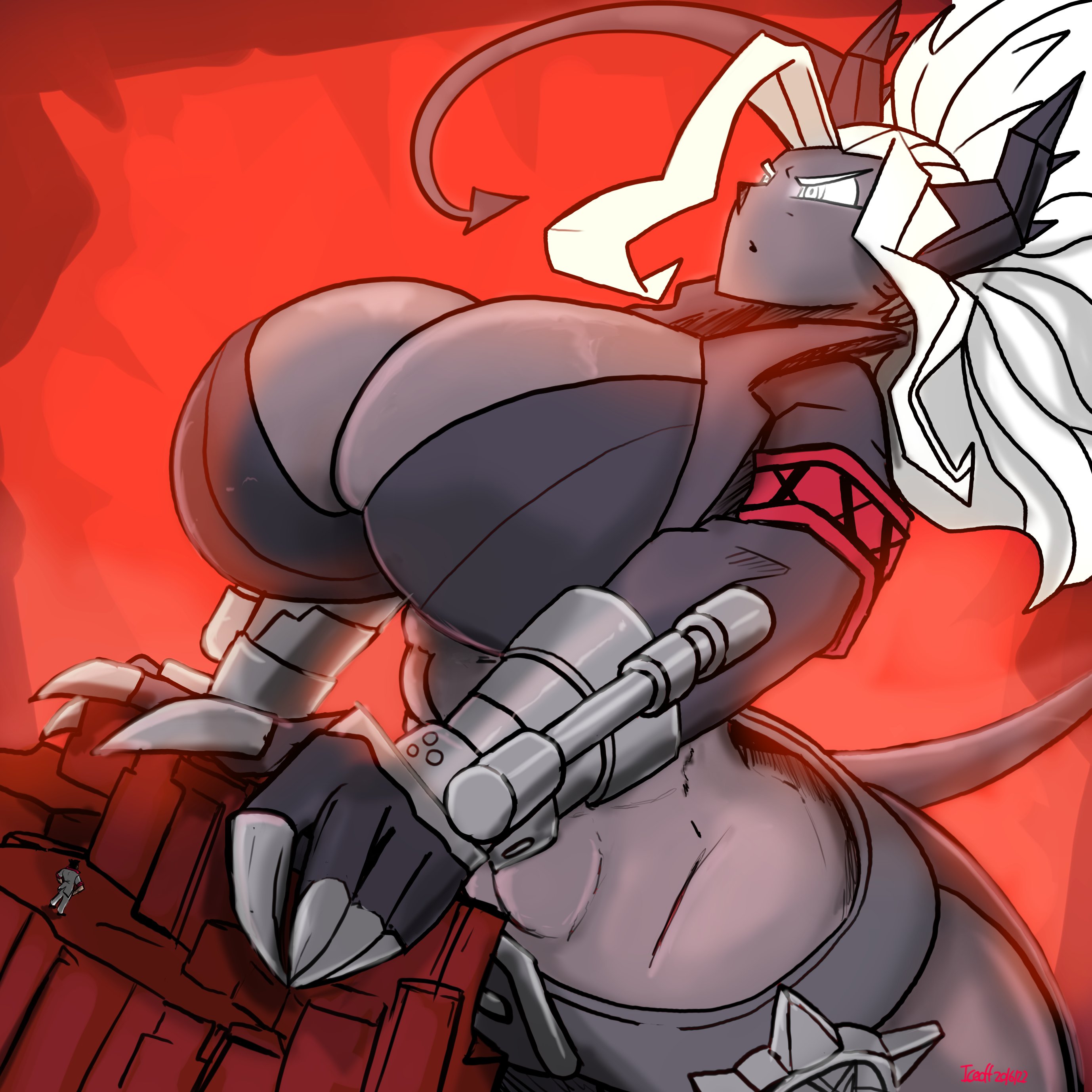 1girls, big ass, big breasts, breasts, female, giantess, helltaker, huge breasts, hyper, hyper ass, hyper breasts, iceoff4, judgement (helltaker), tagme, voluptuous