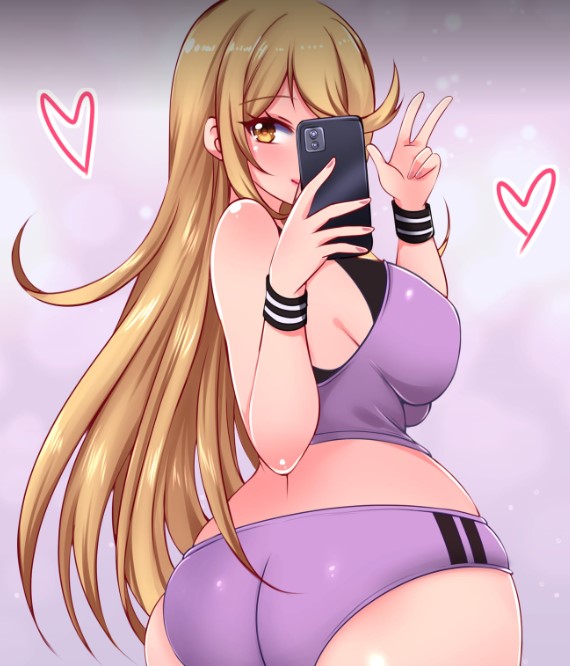 1girls, ass, ass focus, big breasts, blonde hair, blush, breasts, cleavage, clothed, clothing, female, female only, heart, large breasts, mythra, nintendo, solo, sugarbell, tagme, xenoblade (series), xenoblade chronicles 2
