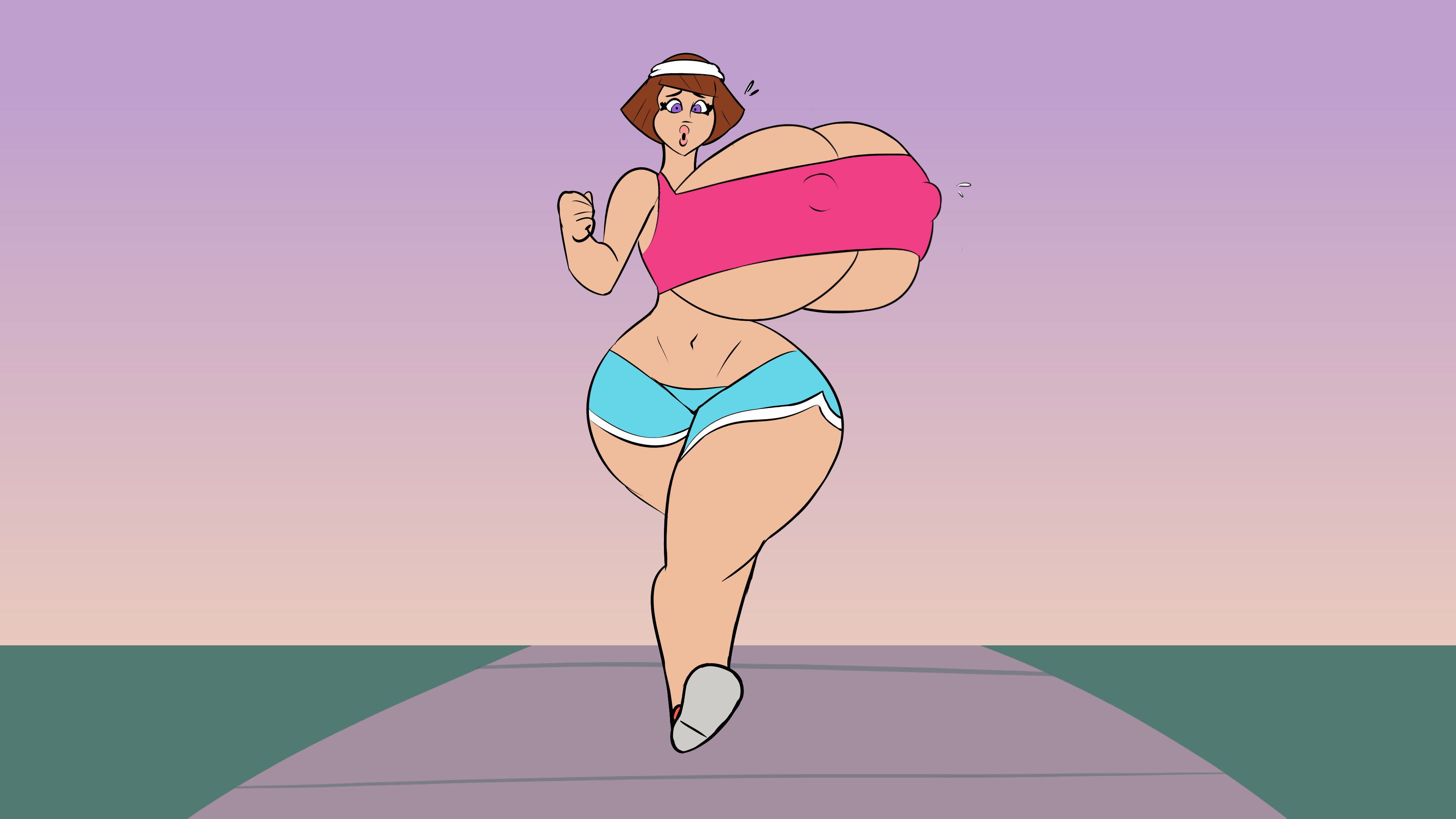 animated, ass, bouncing breasts, breasts, cleavage, danny phantom, dolphin shorts, female, hips, hyper, hyper breasts, jogging, jogging outfit, large ass, large breasts, lips, maddie fenton, madeline fenton, milf, nickelodeon, nipple bulge, purple eyes, running, shorts, sweatband, thick thighs, thighs, ultimatez, wide hips