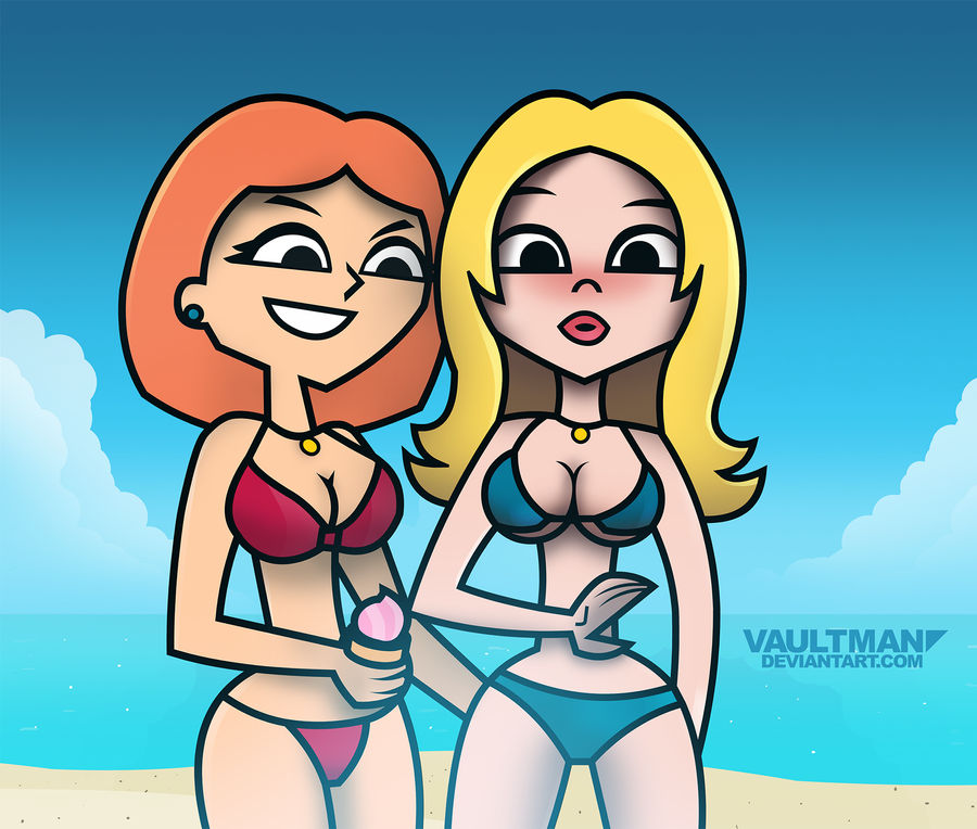 2girls american_dad artist_name bikini blonde_hair blue_bikini family_guy francine_smith lois_griffin orange_hair red_bikini swimsuit vaultman