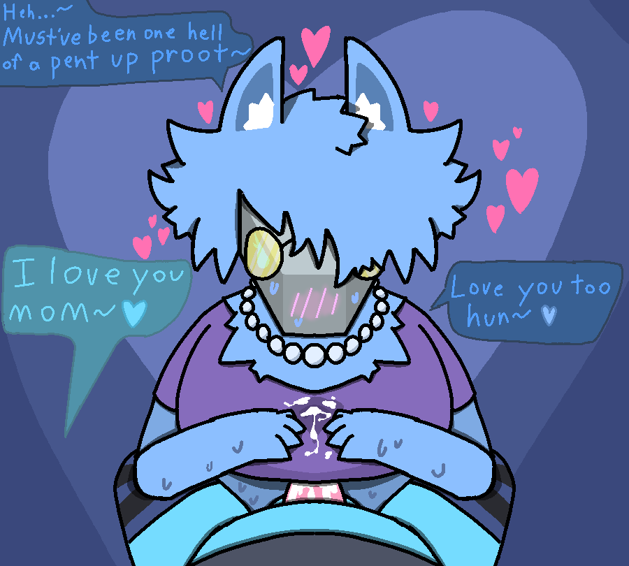 1boy, 1boy1girl, 1girls, anthro, artist request, big breasts, blue body, blue fur, blush, bodily fluids, breast play, breasts, clothed, clothed sex, clothing, cum, cum in clothing, cum on clothing, dialogue, duo, eyewear, female, female anthro, femboy, femboy on female, first person view, fur, gem, genital fluids, genitals, glasses, heart, heart reaction, heart symbol, hearts, incest, incest (lore), jaed (jasoncreates9), jason (jasoncreates9), jasonlurksalot, jewelry, legwear, machine, male, male anthro, male/female, mother, mother (lore), mother and child, mother and child (lore), mother and son, mother and son (lore), necklace, parent, parent (lore), parent and child, parent and child (lore), parent and son (lore), pearl (gem), pearl necklace, penis, protogen, sex, son, son (lore), speech bubble, sweat, sweatdrop, text, thigh highs, thought bubble, titfuck under clothes, titjob