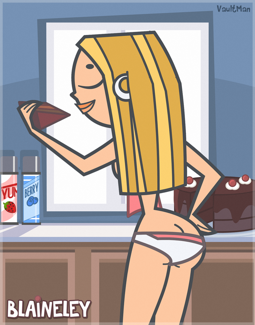 1girls apron artist_name ass blaineley_(tdi) cake earrings panties total_drama_island vaultman