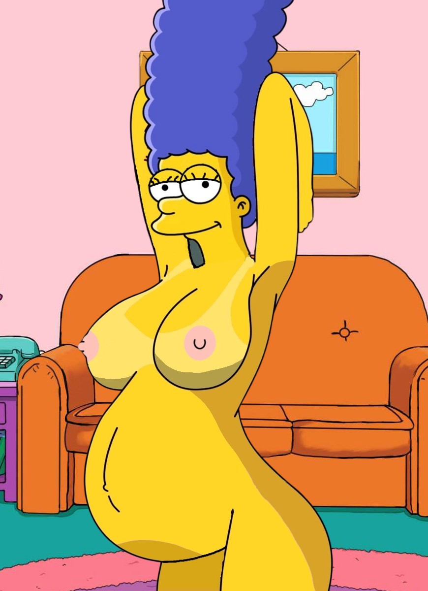 20th_century_studios accurate_art_style big_belly big_breasts edit marge_simpson nude pregnant self_upload tanline the_simpsons yellow_body yellow_skin