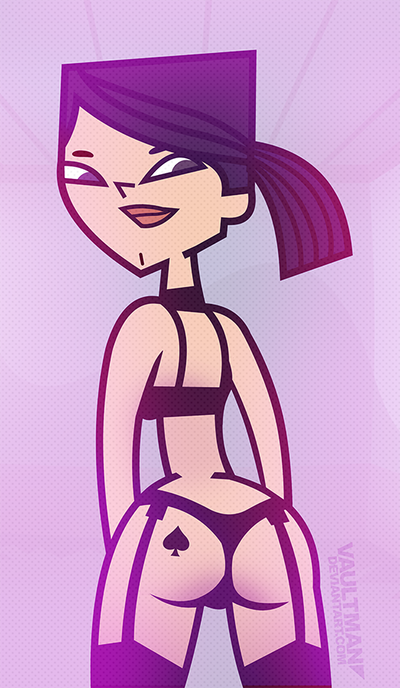 1girls artist_name ass black_bra black_hair black_panties bra garter_straps heather_(tdi) lingerie panties total_drama_island vaultman wedgie