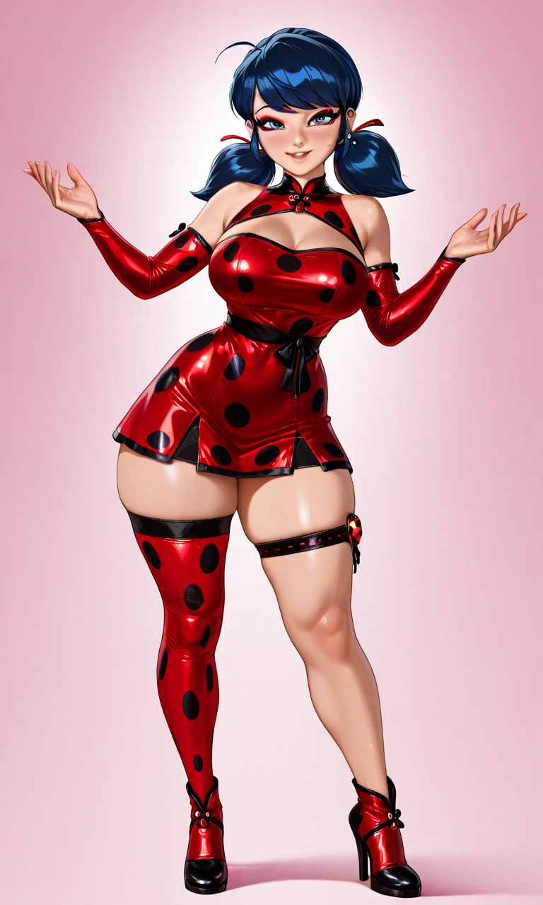 1girls ai_generated bare_legs bare_shoulders bare_thighs blue_eyes blue_hair cleavage detached_sleeves disney disney_channel eyebrows eyelashes eyeliner eyeshadow hi_res high_heels ladybug_(character) large_ass large_breasts looking_at_viewer marinette_cheng marinette_dupain-cheng miraculous:_tales_of_ladybug_and_cat_noir miraculous_ladybug red_dress smiling solo solo_female solo_focus standing stockings thick_thighs twintails waifufamily