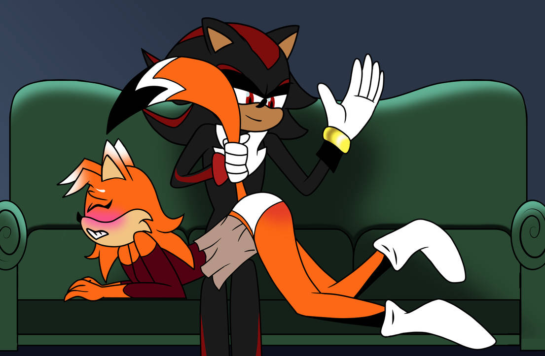 1boy 1boy1girl anthro anthro_on_anthro bent_over black_fur blush fan_character fanart female female_fox fox_girl hedgehog oc_x_canon orange_fur original_character otk_spanking over_the_knee over_the_knee_spanking panties red_eyes shadow_the_hedgehog skirt skirt_up skye_the_vixen sonic_(series) sonic_the_hedgehog_(series) spanked spanked_butt spanking spanking_ass tail_grab white_gloves white_panties white_socks