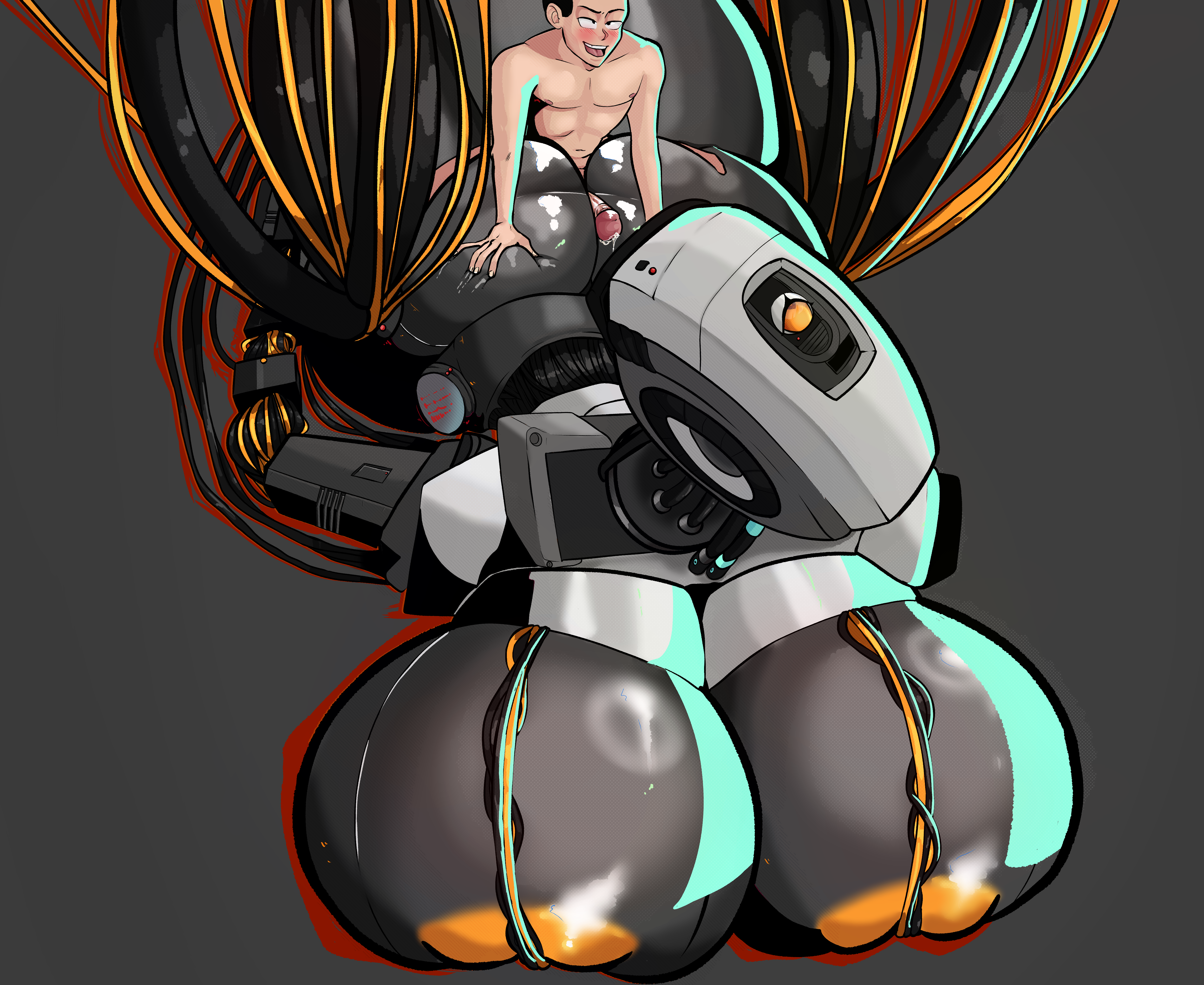assjob, glados, glados (humanoid), hanging, human, larger female, portal (series), robot girl, straight, tagme, tenra101