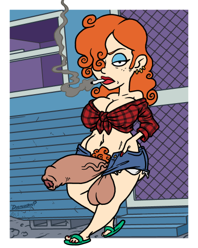 big_balls big_breasts big_penis cartoon_network cigarette cleavage dickgirl doomington ear_piercing ed_edd_n_eddy eyeshadow foreskin futanari huge_balls huge_cock lipstick mature mature_futa milf mother oc orange_hair pubic_hair sandals tied_shirt trailer_park unbuttoned_shorts