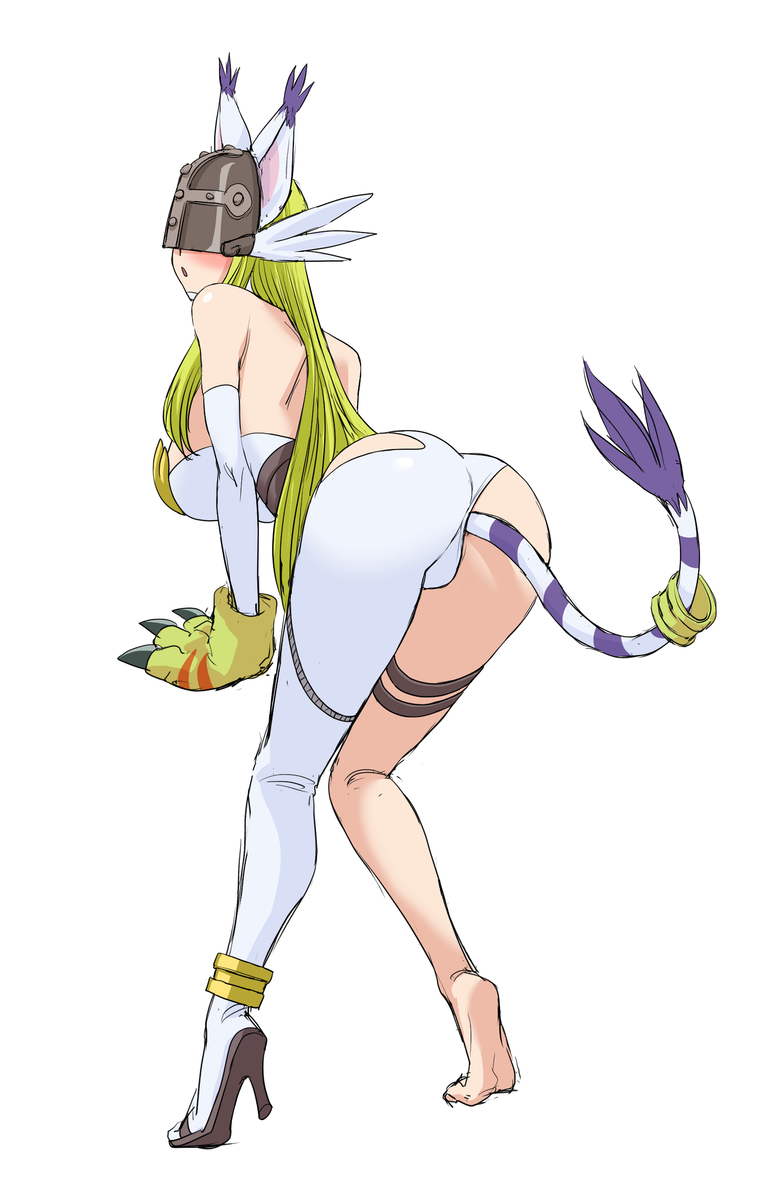 angewomon, blush, cosplay, digimon, digimon (creature), digimon adventure, female, gatomon (cosplay), highres, hip focus, kimleon, tailmon (cosplay)
