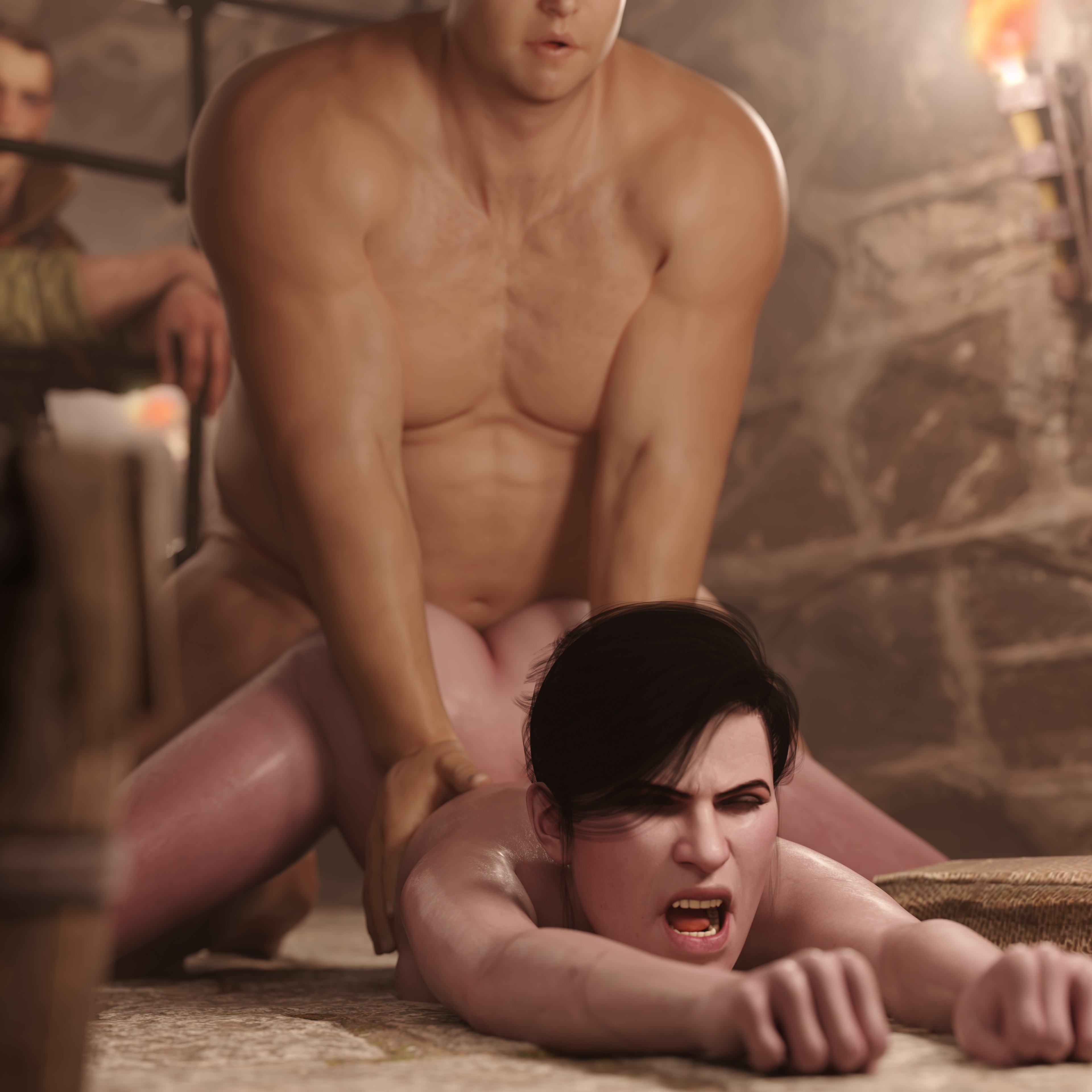 1girls, 2boys, 3d, ambiguous penetration, ass, ass up, black hair, cd projekt red, completely nude, doggy style, female, from behind, human, human on human, light-skinned female, light-skinned male, male, male/female, mascara, nude, open mouth, penetration, perpetualabyss, sex, syanna, the witcher (series), the witcher 3: wild hunt