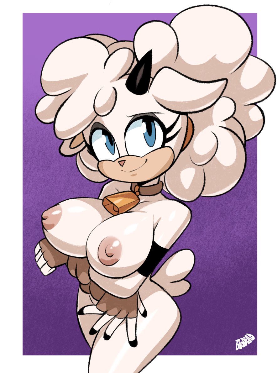 1girls, 2d, 2d (artwork), 5 fingers, above view, accessory, anthro, anthro only, areola, areolae, arm under breasts, arms under breasts, artist logo, artist name, athletic, athletic anthro, athletic female, bell, bell collar, big breasts, big thighs, bigdeadalive, blue eyes, border, bottomless, bottomless anthro, bottomless female, breast focus, breasts, busty, busty female, casual, casual exposure, casual nudity, chest, cleavage, clothes, clothing, collar, cowbell, digital drawing (artwork), digital media (artwork), erect nipples, eyebrows, eyelashes, facing viewer, female, female only, fingerless gloves, fit, fit female, front view, fur, furry, furry breasts, furry ears, furry female, furry only, furry tail, gloves, gloves only, hair tie, handwear, hips, horned female, horned humanoid, horns, hourglass figure, huge breasts, huge thighs, humanoid, idw comics, idw publishing, inner sideboob, lanolin the sheep, looking at viewer, looking up, looking up at viewer, mammal, mammal humanoid, medium hair, mobian (species), naked, naked female, naked gloves, narrowed eyes, neckwear, nipples, no bra, no humans, no panties, no underwear, nude, nude anthro, nude female, pose, posing, puffy areola, puffy nipples, purple background, seductive, seductive look, seductive pose, seductive smile, sega, sheep, sheep ears, sheep girl, sheep humanoid, short tail, sideboob, simple background, slim waist, smile, smiling, smiling at viewer, solo, solo anthro, solo female, sonic (series), sonic the hedgehog (comics), sonic the hedgehog (idw), sonic the hedgehog (series), standing, tagme, tail, thick thighs, thighs, tied hair, topless, topless anthro, topless female, two-tone body, upper body, useless clothing, voluptuous, voluptuous anthro, voluptuous female, watermark, white body, white border, white fur, white hair, white wool, wide hips, wool (fur)