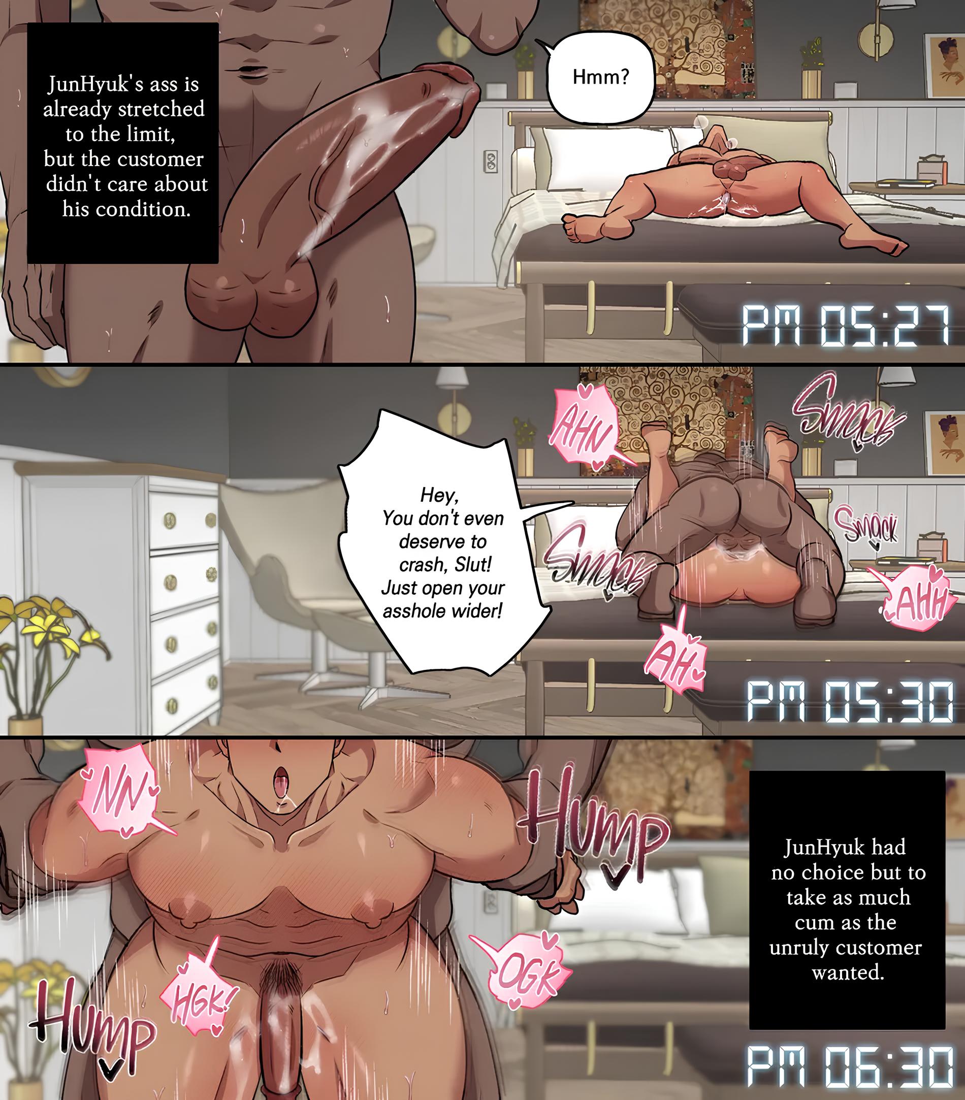 2boys, 2d, 2d (artwork), after anal, after sex, anal, anal missionary, anal sex, anonymous character, anonymous male, arms behind back, arms up, ass, ass focus, bara, before anal, before and after, before sex, big ass, big ass (male), big butt, big butt (male), big penis, breasts, brown skin, brown skinned male, comic, comic page, comic panel, completely nude, completely nude male, cum, cum in ass, cum inside, cumming, cumming from anal sex, cumming while penetrating, dark skin, dark-skinned male, dduck you, doggy style, english, english text, erect penis, erect while penetrated, erection, faceless male, flaccid, flaccid penis, flaccid while penetrated, from behind position, gay, gay anal, gay domination, gay sex, high resolution, highres, huge cock, human onahole, interracial, large penis, legs up, legs up sex, male, male only, male penetrated, male penetrating, male penetrating male, male rape victim, male/male, mating press, missionary position, muscular, muscular ass, muscular chest, muscular male, nipples, nude, nude male, orgasm, orgasm from anal, original, original character, original characters, panels, pecs, pectorals, penis, prison guard position, rape, raped, rough sex, sex, standing, standing doggy style, standing sex, sweat, sweatdrop, sweating, sweaty body, text, text bubble, thick ass, thick penis, thick thighs, tongue, tongue out, ugly bastard, ugly man, veiny penis, yaoi