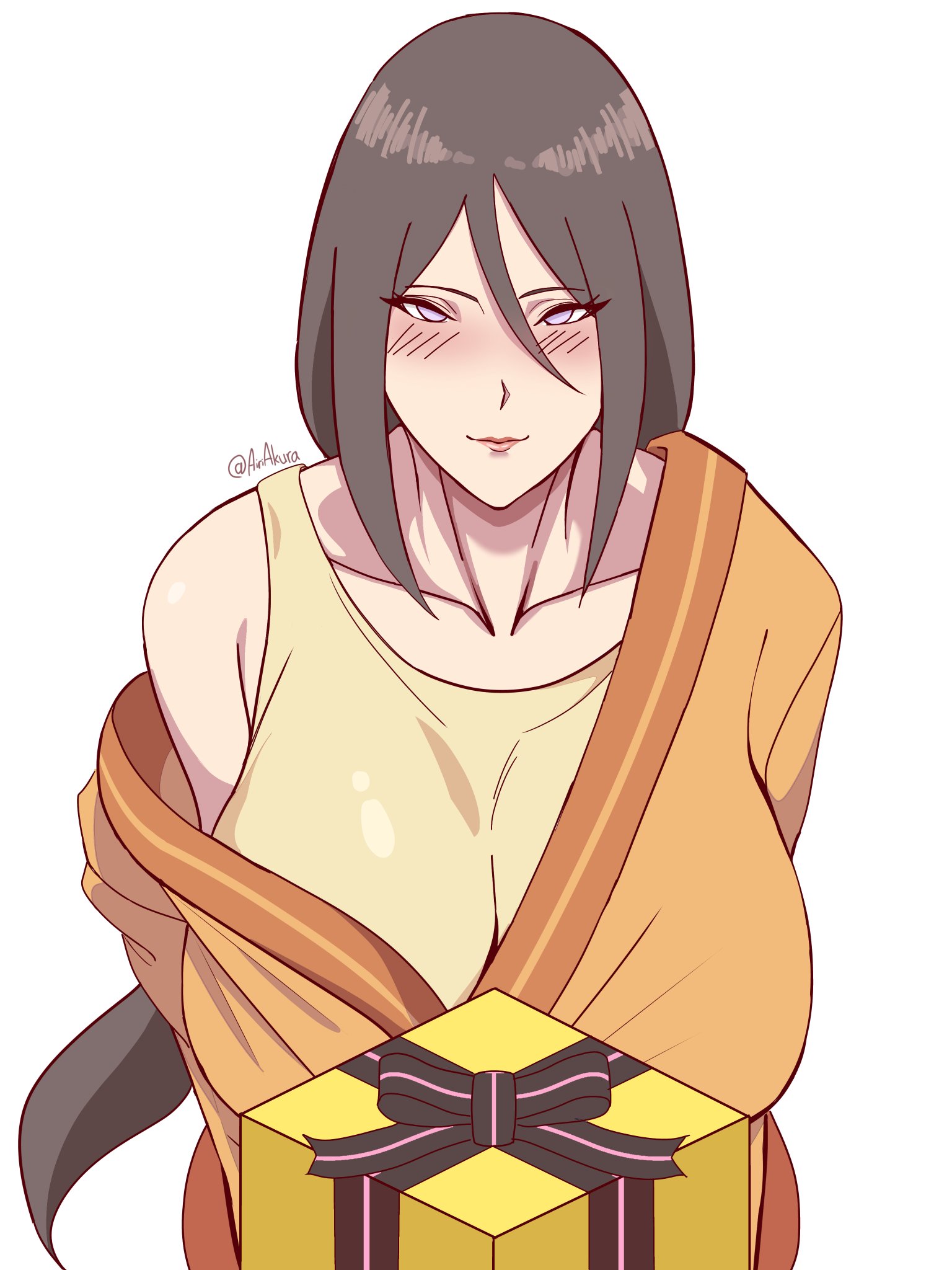 1girls, airi akura, arched back, artist name, asian, asian clothing, asian female, bare shoulders, bbw, bedroom eyes, bent over, big breasts, blush, boruto: naruto next generations, breasts, brown hair, busty, clothed, clothing, cute, defined collarbone, female, female focus, female only, front view, fully clothed, hanabi hyuuga, hi res, high resolution, highres, huge breasts, hyuuga hanabi, japanese clothes, japanese clothing, japanese female, kimono, large breasts, light skin, light-skinned female, lips, lipstick, looking at viewer, makeup, mature, mature female, milf, mommy, mommy kink, mommy milkers, narrowed eyes, naruto, naruto (series), neckline, nose blush, oppai, pale skin, pale-skinned female, pink lips, pink lipstick, pinup, ponytail, pov, pov eye contact, purple eyes, shounen jump, shueisha, signature, simple background, sleeveless shirt, solo, solo female, solo focus, tank top, tied hair, undressing, very high resolution, voluptuous, voluptuous female, weekly shonen jump, weekly shounen jump, white background, yukata