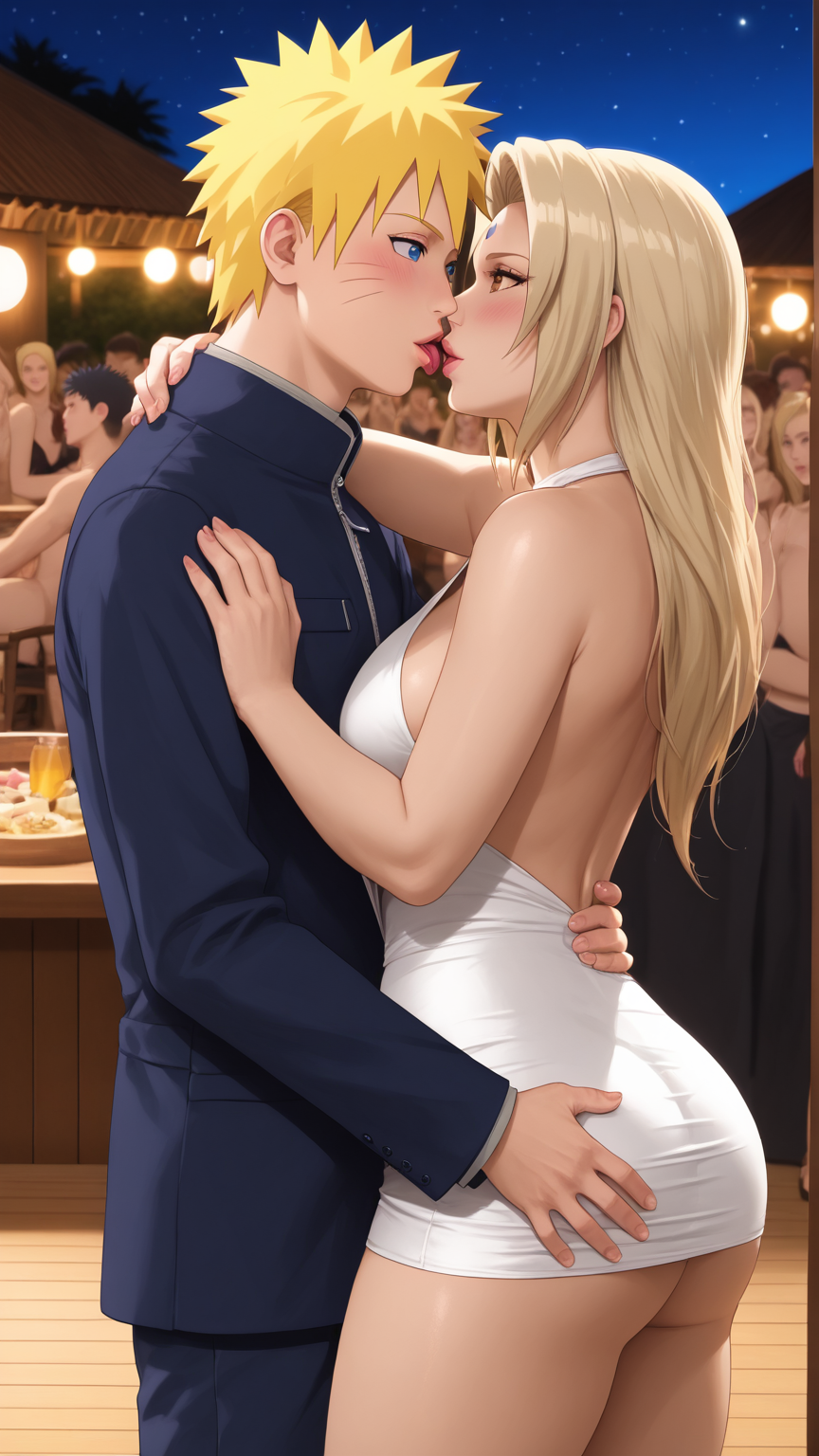 ai_generated dancing demo003 kissing minidress mommy naruto older_female tsunade uzumaki_naruto younger_male