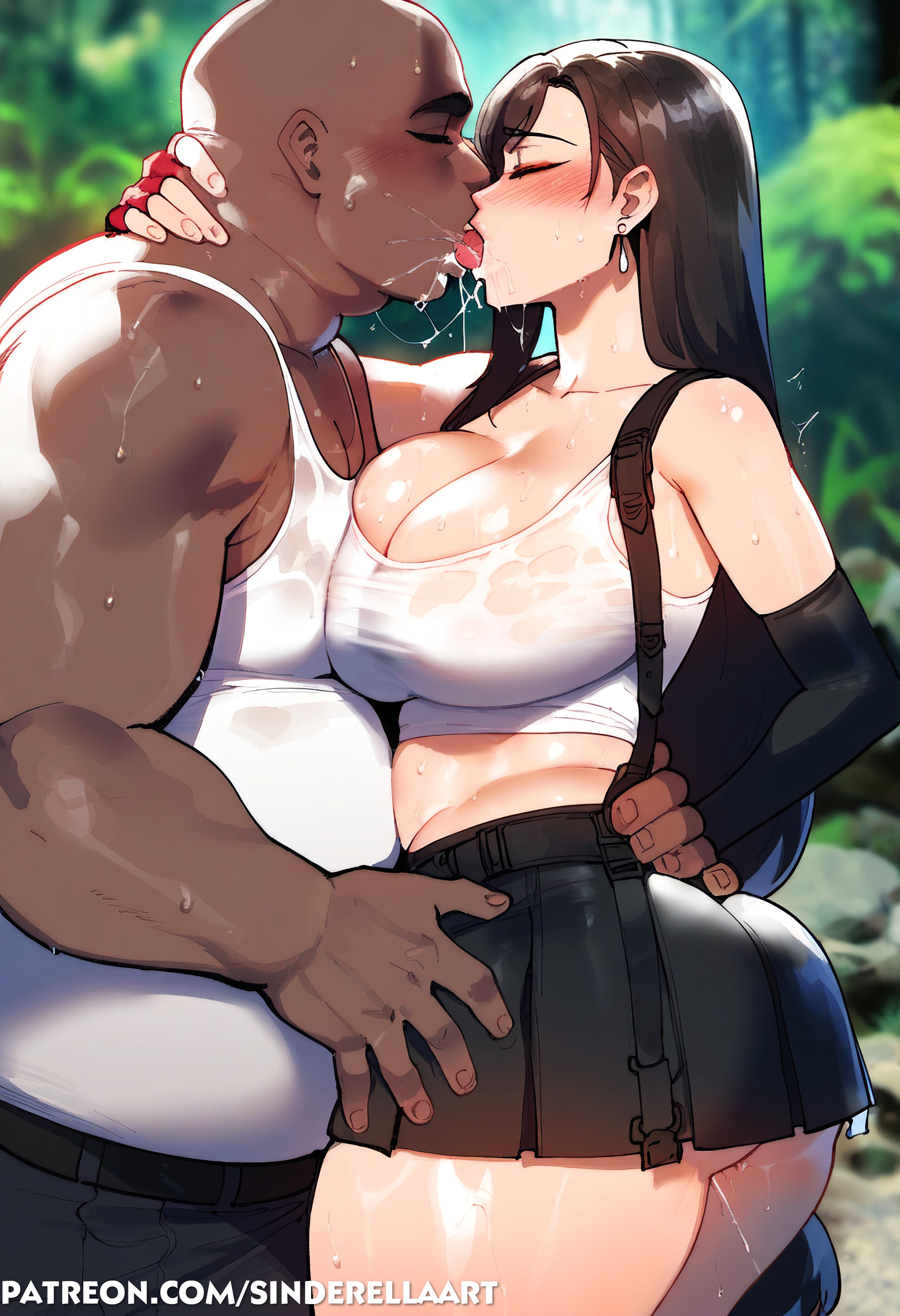 1boy, 1girls, ai generated, ass, big ass, breasts, cheating, dark skin, dark-skinned male, fat male, female, final fantasy, final fantasy vii, final fantasy vii remake, french kiss, french kissing, grope, groping, hair, huge ass, huge butt, imminent fellatio, imminent oral, imminent sex, imminent vaginal, interracial, kiss, kissing, large breasts, male, netorare, ntr, outdoors, pussy, sinderellaart, thick, thick ass, thick thighs, tifa lockhart, tongue, tongue kiss, tongue out, ugly bastard, voluptuous, voluptuous female