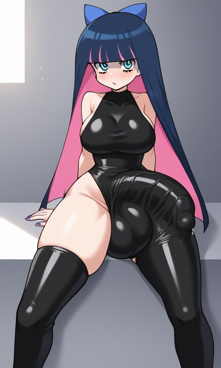 ai_generated bulge_through_clothing erection_under_clothes futanari stocking_anarchy