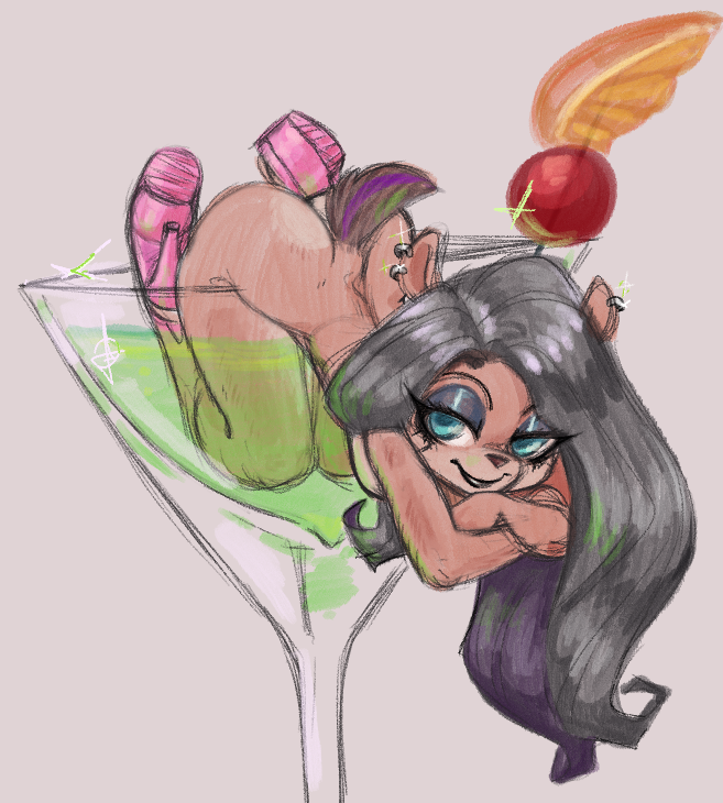 2025 coco_bandicoot evil_coco martini pinup smirk tail