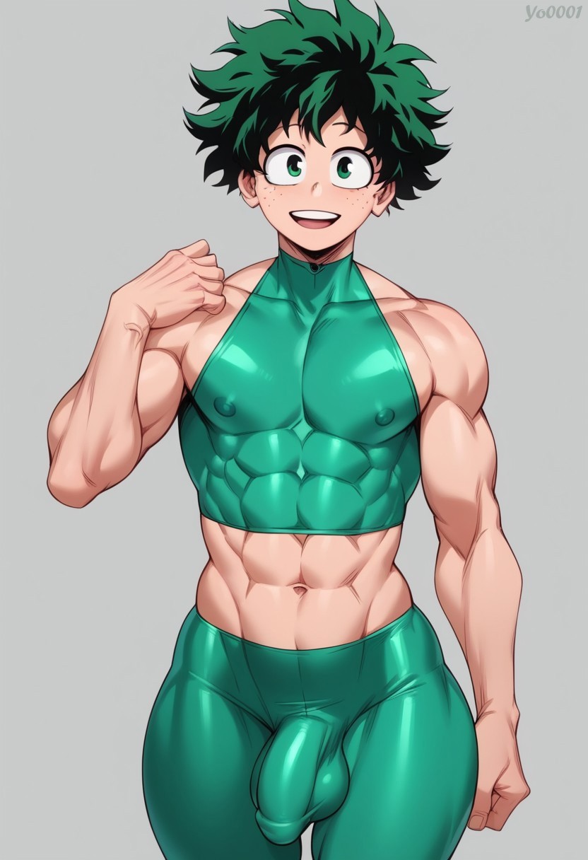 1boy ai_generated big_bulge boku_no_hero_academia bulge bulge_through_clothing femboy gay izuku_midoriya male muscles muscular muscular_femboy muscular_male my_hero_academia solo_male tagme trap twink yaoi yo0001