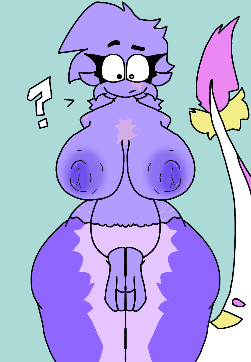 alchie_(species) big_ass big_breasts dragon_tail female furry ibispaintx nipples nude purple_body rainbowy_alchie(character) sprunki youtube youtube_hispanic youtuber