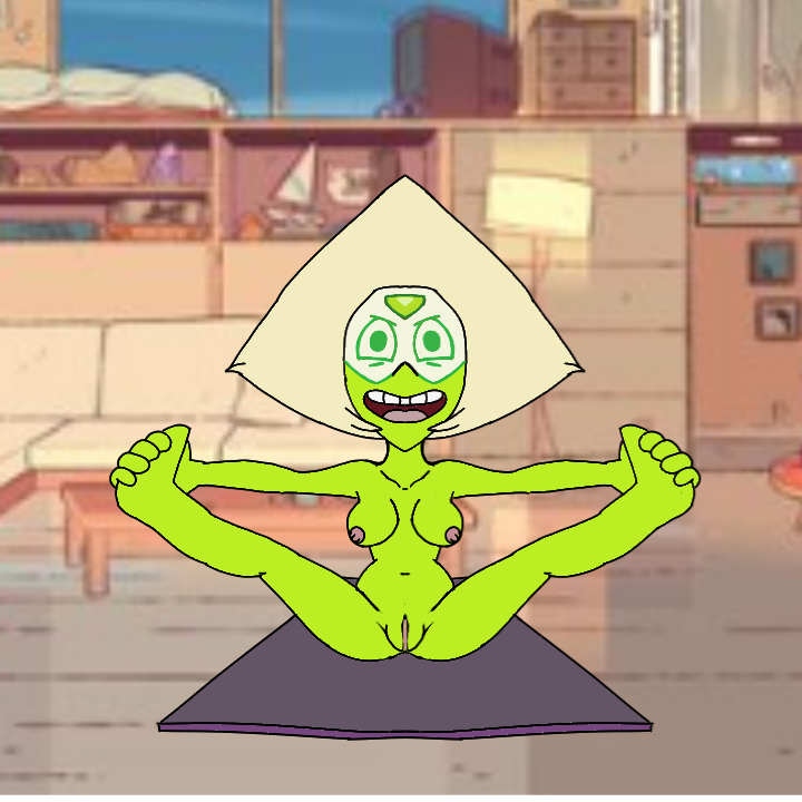 breast cartoon_network female gem gem_(species) green_body legs_apart naked peridot_(steven_universe) petite pussy smaller_female solo spanky15 steven_universe stretching yoga